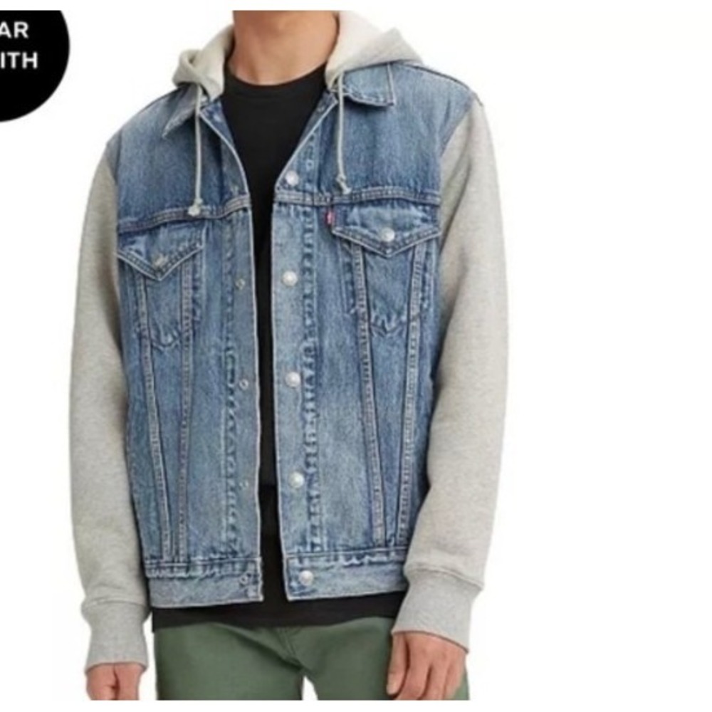 Levi's Hybrid Hoodie Trucker Jean Jacket Men SZ S NWOT street‎ layered look